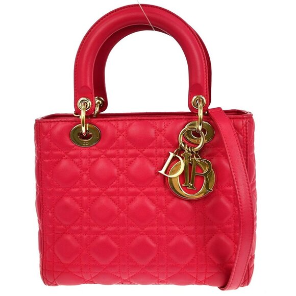 Christian Dior Pink Lambskin Lady Dior Cannage 2way Handbag 18 - Picture 1 of 8